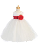 BL228 White Poly Silk & Tulle Classic Flower Girl Dress (2-12y)