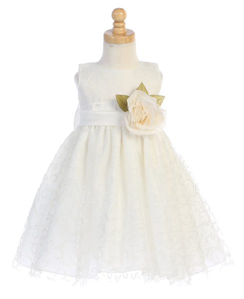 BL241 Ivory Glitter Tulle Flower Girl Dress with Optional Sash (18m - 10years)