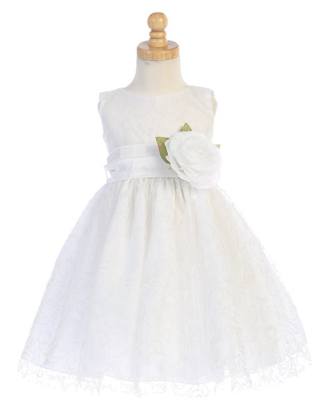 BL241 White Glitter Tulle Flower Girl Dress (18m - 10years)