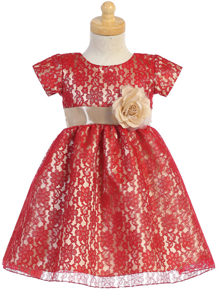 SALE C520 Red/Gold Dress (age 3 and 5 only)