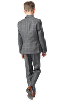 LAST CHANCE CARLO Check Grey Slim Fit 2 Piece Boys Suit