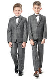 LAST CHANCE CARLO Check Grey Slim Fit 2 Piece Boys Suit