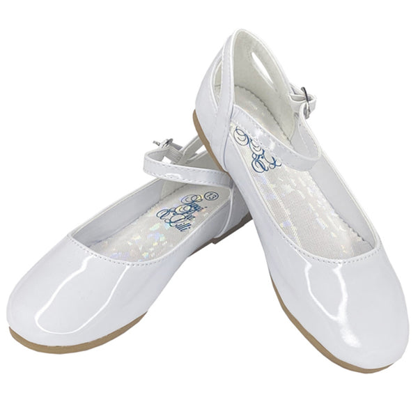 ELSA White Patent Dress Shoes with Ankle Strap Junior Sizes 9 to 5