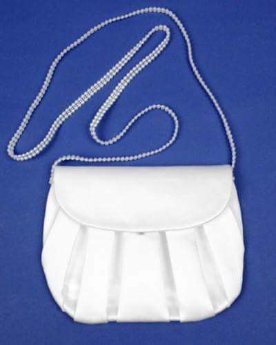 KR6270S White Matte Communion Handbag with Pearl Strap