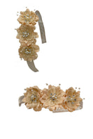 HB018 Flower Headband with Pearls & Rhinestones