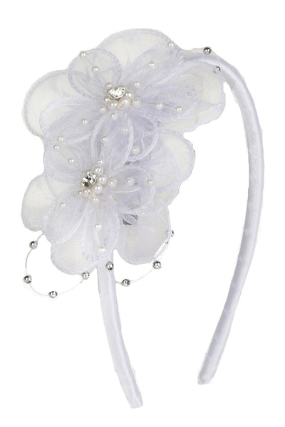 HB036 White Gem Flower Hairband