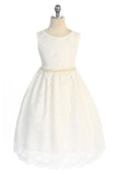 SALE KD526-B Ivory All Lace V-Back Dress with Pearl Mesh Trim (12 & 14 yrs only)