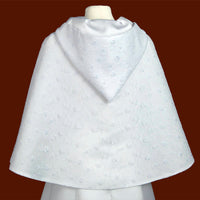 K53 White Communion Cape with Lace Overlay and Hood (one size)