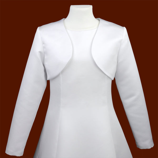 K57 Long Sleeve Classic White Satin Bolero