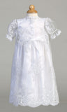 SALE LUNA White Satin Christening Dress with Tulle Robe (6-12m only)