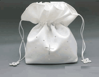 M6368 White Communion Dolly Bag with Rhinestone Cross
