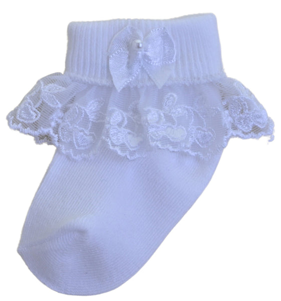 CHERRY White Lace baby socks (newborn to 5.5)