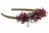 T-16 Satin Headband with Rosebuds (various colours)