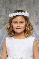 VEIL027 Gem Flower Crown with Veil (available in white and ivory)
