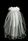VEIL040 White Rhinestone & Pearl Flower Crown with Veil