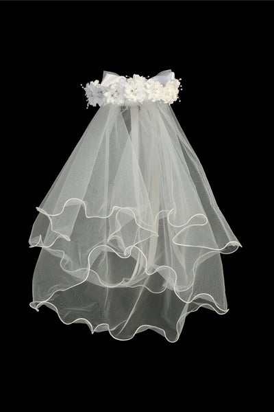 VEIL041 Gem Flower Crown with Veil (White & Ivory available)