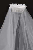 VEIL029 Veil with 4 Diamante Flowers on Comb (available in white and ivory)