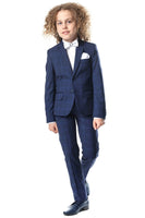 ALEX Check Blue Slim Fit 2 Piece Boys Suit (6-14 years)