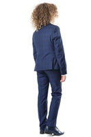 ALEX Check Blue Slim Fit 2 Piece Boys Suit (6-14 years)
