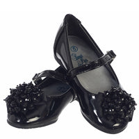 ANNA Black Flat Pump Dress Shoes (Infant Sizes 3 to 8)