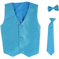 Boys Aqua Blue Poly Silk Waistcoat and Tie Set (3 months to 14 years)