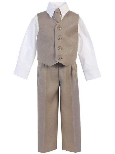 #8570 Beige 4 Piece Waistcoat Suit (6m-14yrs)