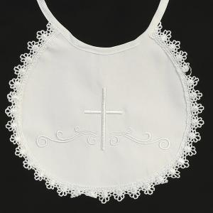 BB2 White Cotton Christening Bib with Embroidered Cross