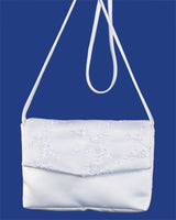 KR6252 White Satin Handbag with Lace