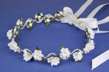 KR64711 White Floral Diamante Halo Wreath Headpiece