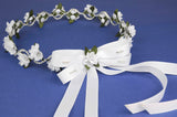 KR64711 White Floral Diamante Halo Wreath Headpiece