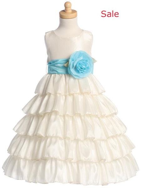 SALE BL203 Ivory Flower Girl Dress (6 years only) choose sash colour