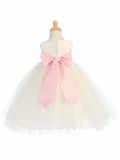 BL228 Baby Ivory Poly Silk & Tulle Dress with Optional Sash (6-24m)