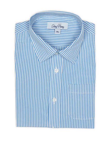 Boys Blue/White Striped Formal Shirt (2/3, 3/4, 6/7 years only)