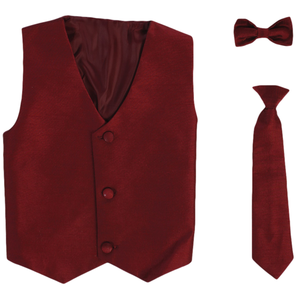 Boys Burgundy Poly Silk Waistcoat and Tie Set (3 months to 14 years)