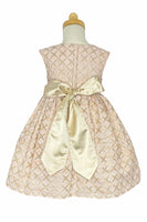 LAST CHANCE C544 Blush Pink Metallic Diamond Jacquard Dress (2,3,5 years only)