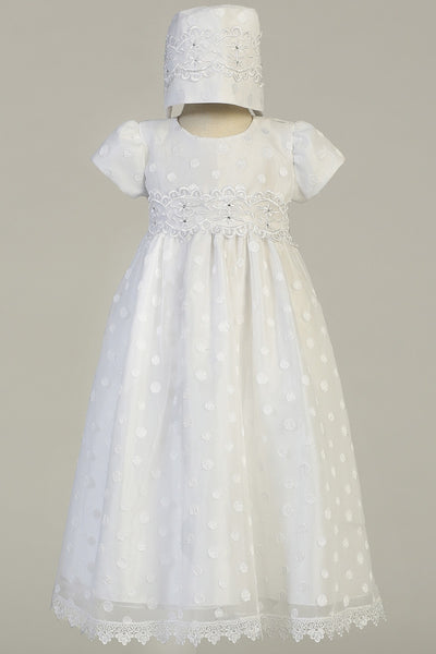 LAST CHANCE COCO White Polka Dot Christening Gown (6-12m and 12-18m only)