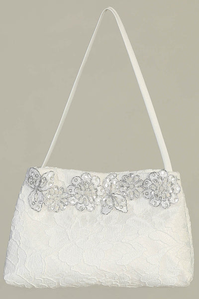 CP25 White Lace Communion Handbag
