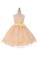 LAST CHANCE KD382 Yellow and Pink Butterfly Organza Dress (sizes 2 & 10 only)