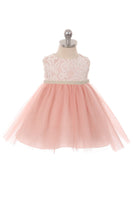 LAST CHANCE KD456B-C Dusty Rose Baby Dress with Pearl Trim (3-6m only)