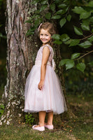 KD522 Blush Pink Lace Sequin V-Back (2-12 years)