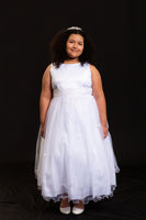 KD198+ White Lace Trim Tulle Dress (plus sizes 16.5-20.5)