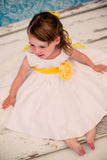 KD219 White Poly Silk Baby Dress (3-24m)