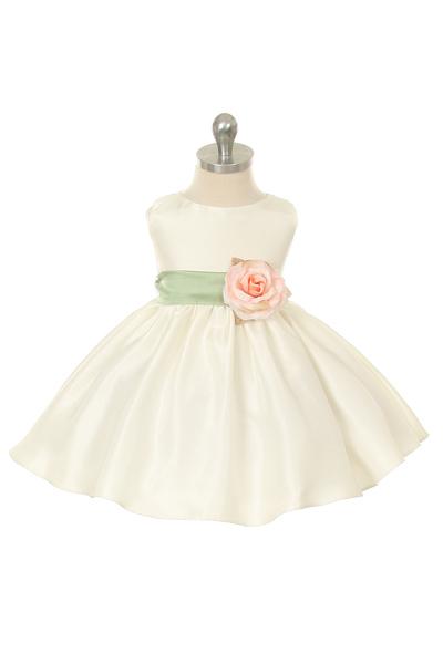 KD219 Ivory Poly Silk Baby Dress (3-24m)