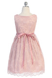 LAST CHANCE KD492 Blush Stretch Lace Dress (2-14 years)