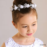 F1094 White Halo Wreath Communion Headpiece with Organza Ribbons