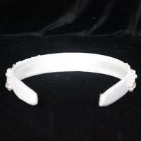 White Satin Pearled Communion Hairband