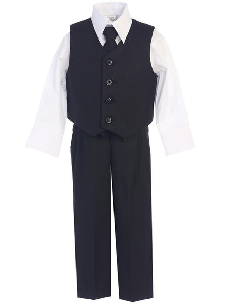 #8570 Black 4 Piece Waistcoat Suit (6m-14yrs)