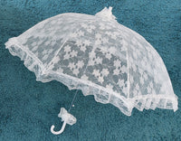 Large Off-White Flower Lace Communion Umbrella