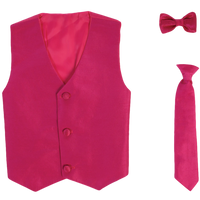 Boys Fuchsia Pink Poly Silk Waistcoat and Tie Set (3 months to 14 years)