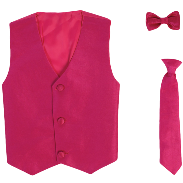 Boys Fuchsia Pink Poly Silk Waistcoat and Tie Set (3 months to 14 years)